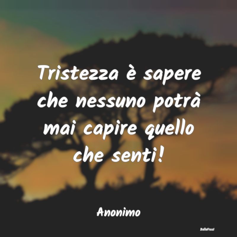 Frasi sulla Tristezza - Tristezza è sapere che nessuno potrà mai capire ...