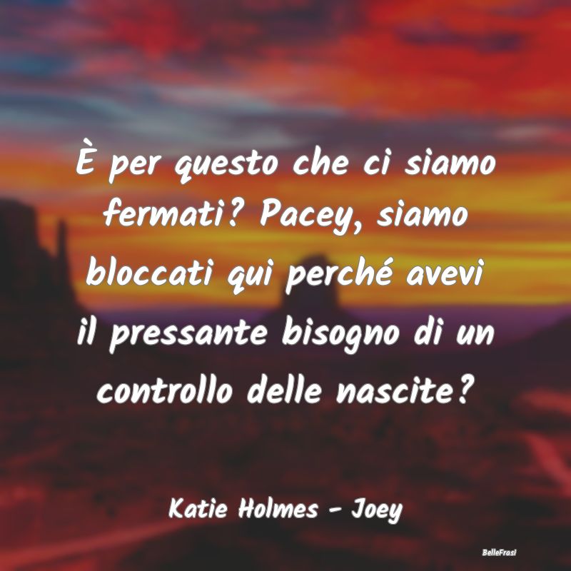 È per questo che ci siamo fermati? Pacey, siamo b...