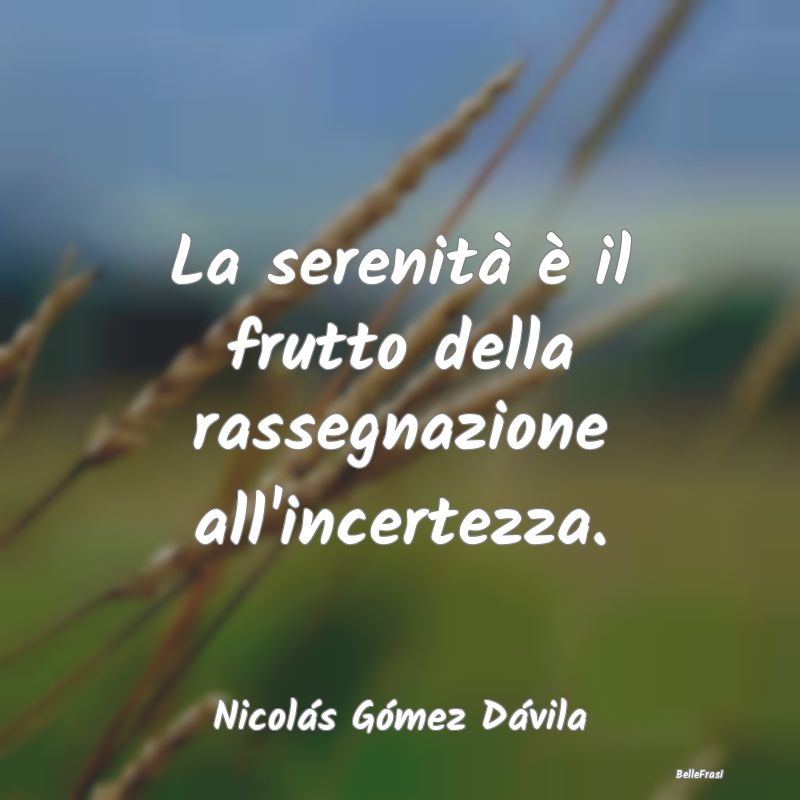 Frasi sulla Rassegnazione - La serenità è il frutto della rassegnazione all'...