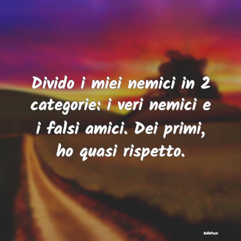 Frasi sui falsi amici - Divido i miei nemici in 2 categorie: i veri nemici...