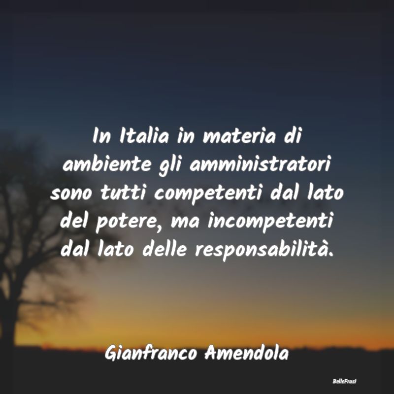 Frasi sull'Ambiente - In Italia in materia di ambiente gli amministrator...