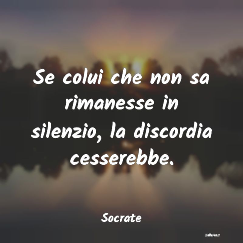 Frasi sul Silenzio - Se colui che non sa rimanesse in silenzio, la disc...