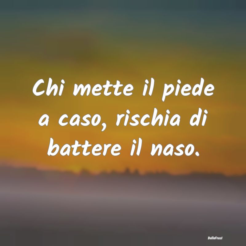 Frasi Prudenza - Chi mette il piede a caso, rischia di battere il n...