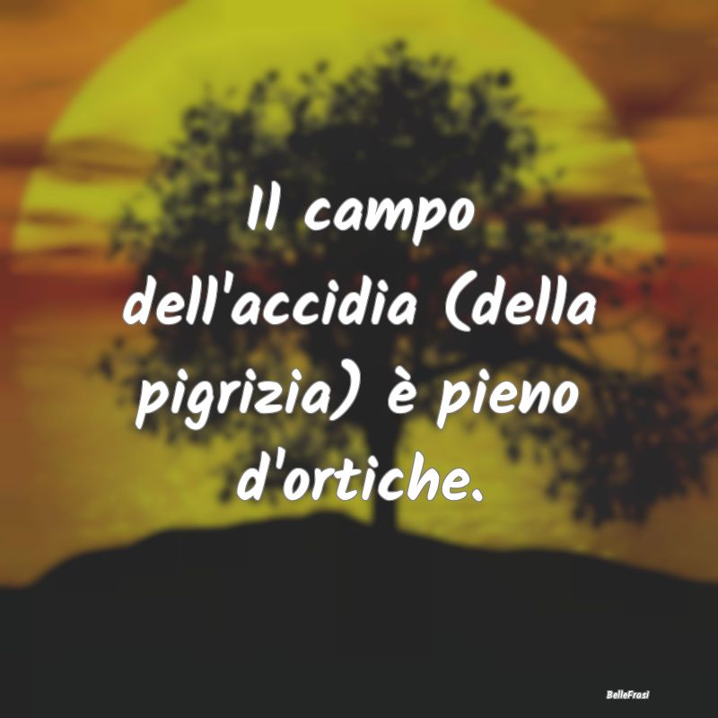 Frasi sulla Pigrizia - Il campo dell'accidia (della pigrizia) è pieno d'...