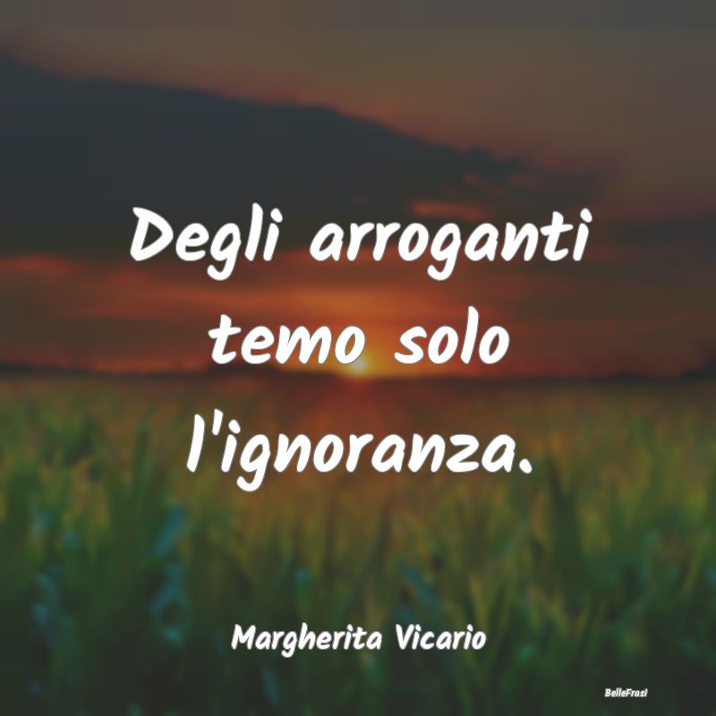 Frasi sull’Ignoranza - Degli arroganti temo solo l'ignoranza....