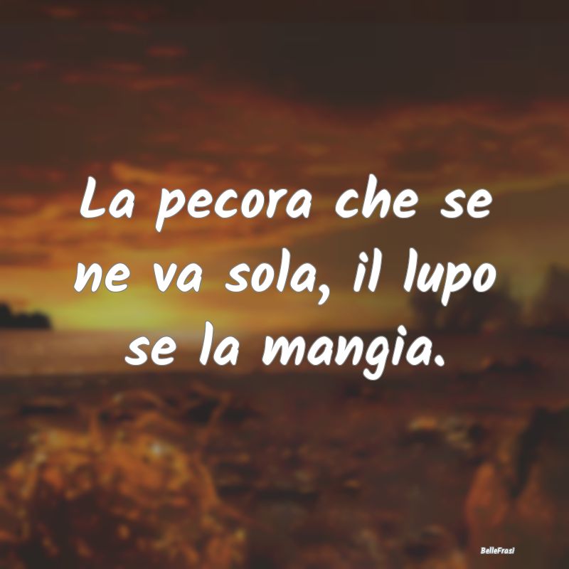 Frasi Prudenza - La pecora che se ne va sola, il lupo se la mangia....