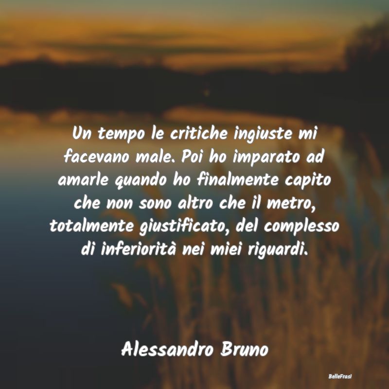 Frasi Critica - Un tempo le critiche ingiuste mi facevano male. Po...