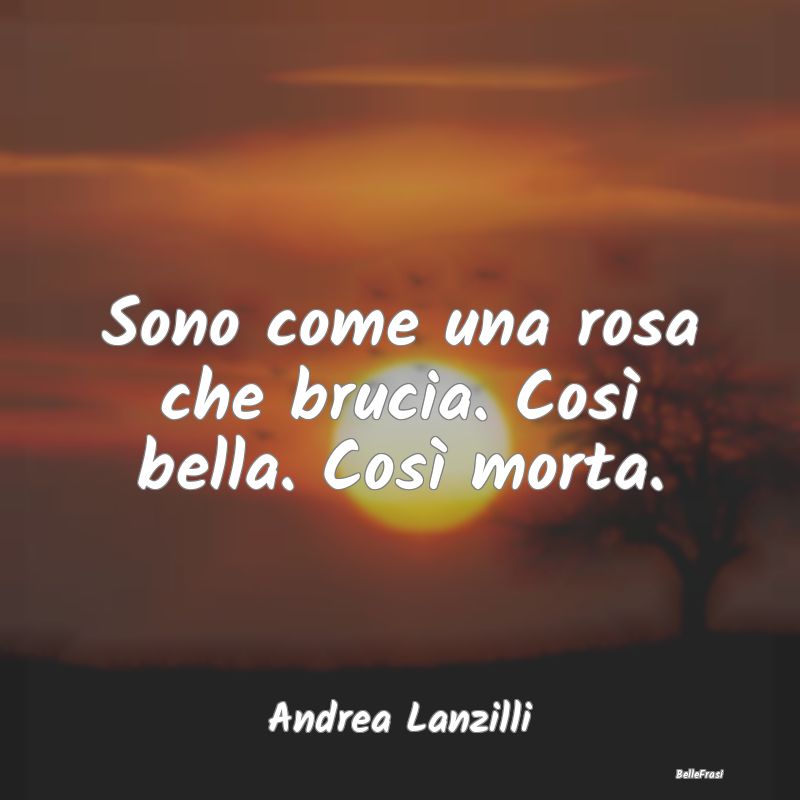 Frasi sulla Tristezza - Sono come una rosa che brucia. Così bella. Così ...