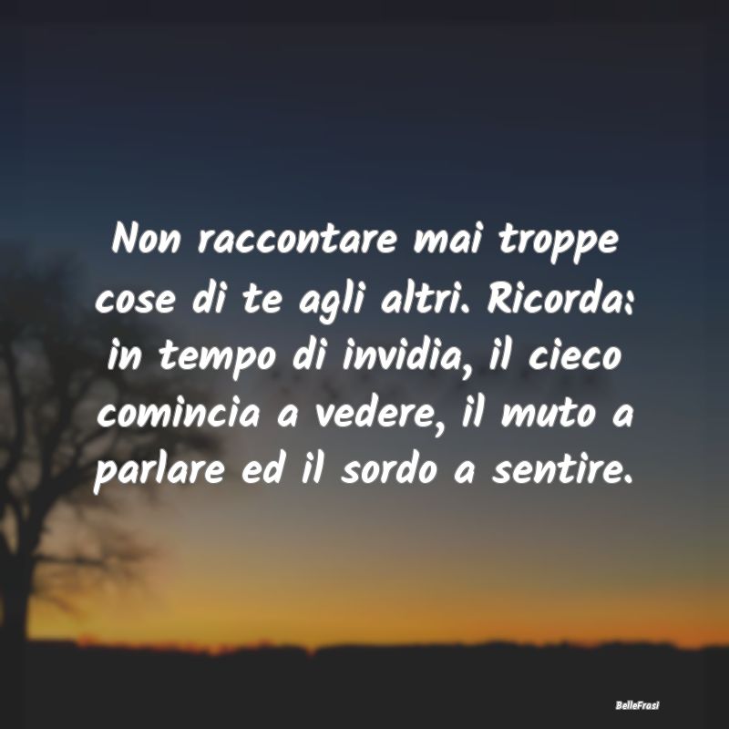 Frasi sull’Invidia - Non raccontare mai troppe cose di te agli altri. R...