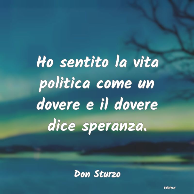 Frasi sui doveri - Ho sentito la vita politica come un dovere e il do...