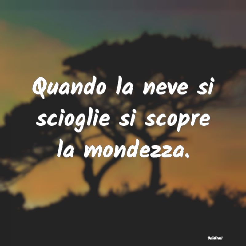 Frasi Apparenza - Quando la neve si scioglie si scopre la mondezza....