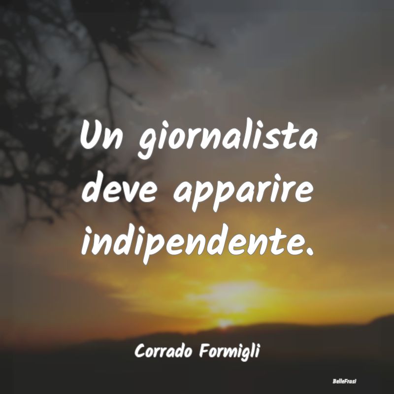 Un giornalista deve apparire indipendente....
