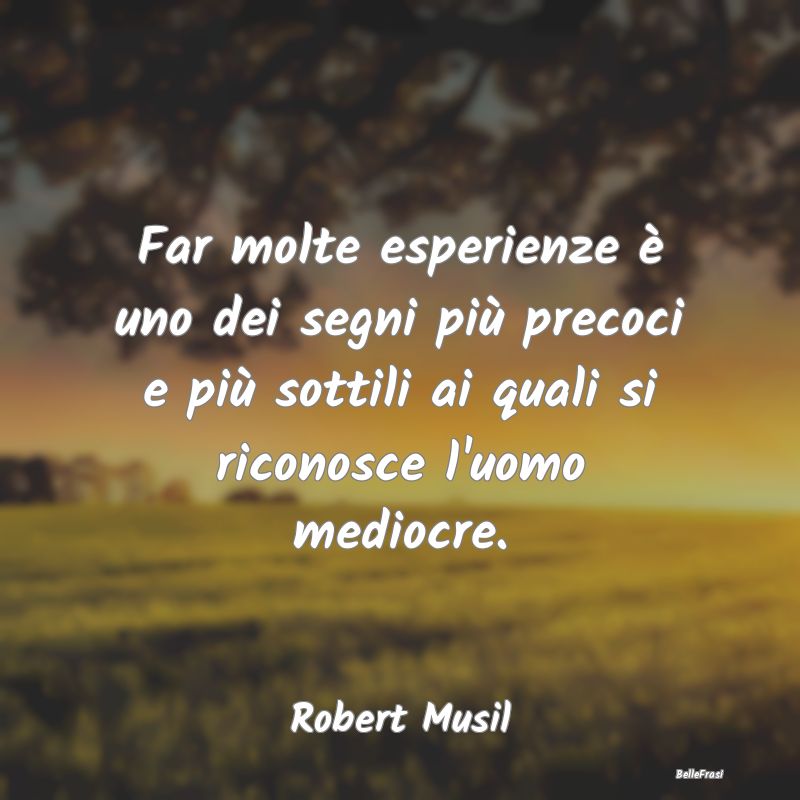 Frasi sulla Abbondanza - Far molte esperienze è uno dei segni più precoci...