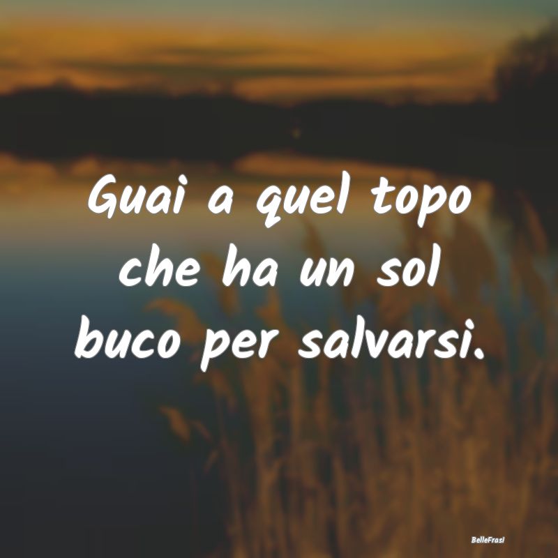 Frasi Prudenza - Guai a quel topo che ha un sol buco per salvarsi....