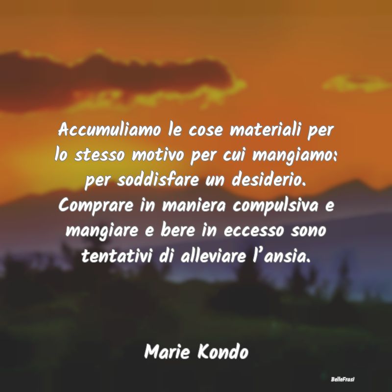 Frasi sull'Ansia - Accumuliamo le cose materiali per lo stesso motivo...