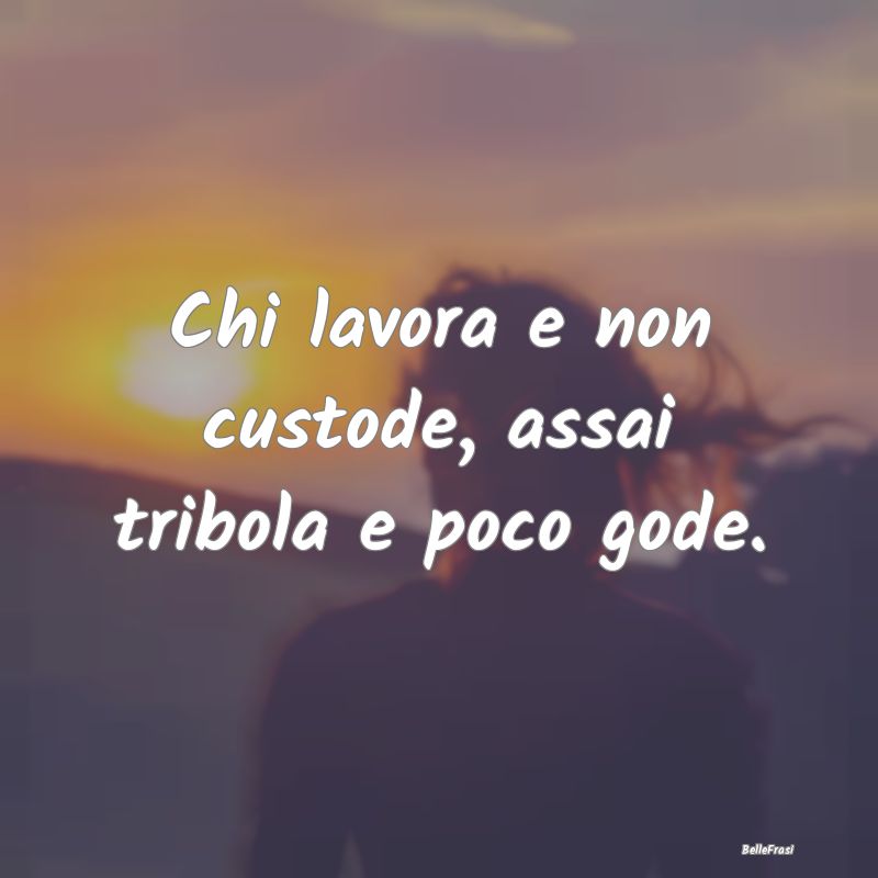 Frasi Prudenza - Chi lavora e non custode, assai tribola e poco god...