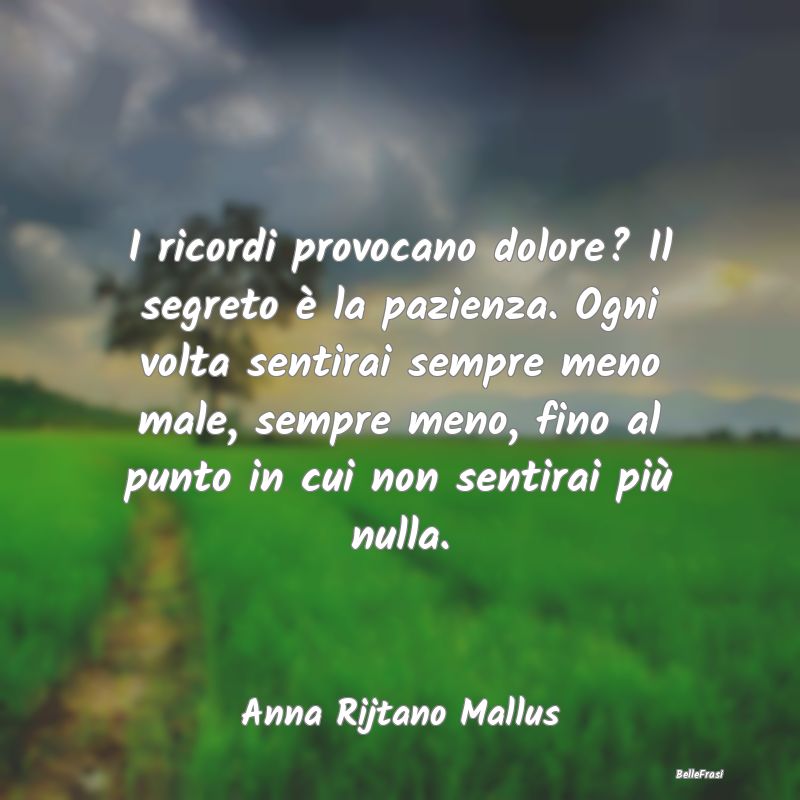 Frasi sulla Tristezza - I ricordi provocano dolore? Il segreto è la pazie...