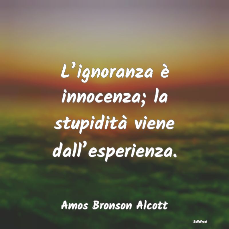 L’ignoranza è innocenza; la stupidità viene da...