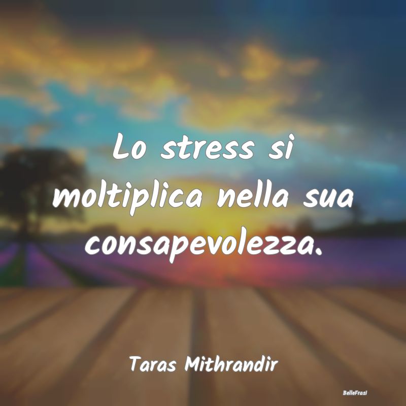 Lo stress si moltiplica nella sua consapevolezza....