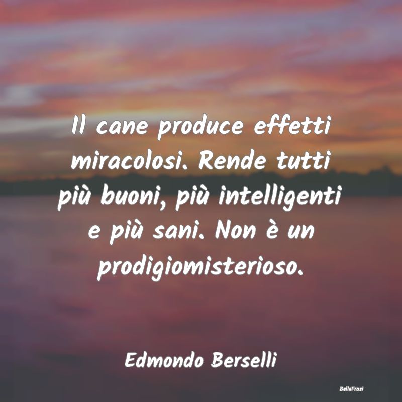 Frasi sul Conforto - Il cane produce effetti miracolosi. Rende tutti pi...