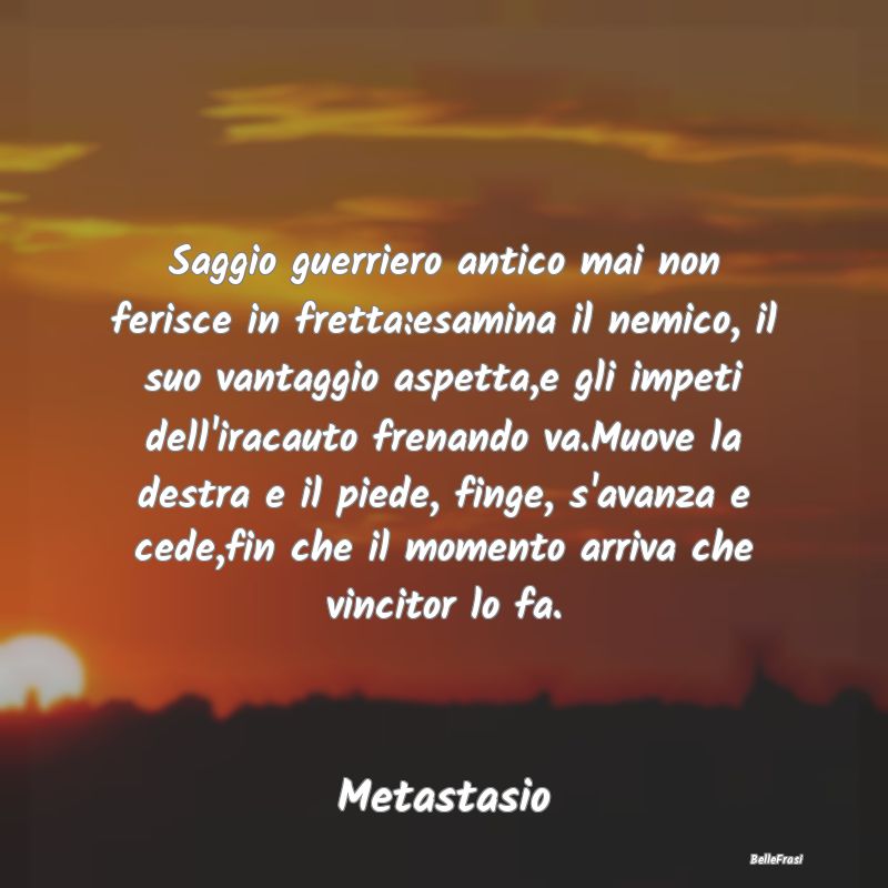 Frasi Prudenza - Saggio guerriero antico mai non ferisce in fretta:...