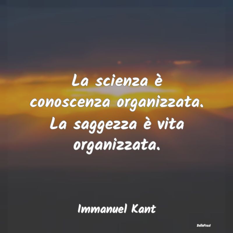 La scienza è conoscenza organizzata. La saggezza ...