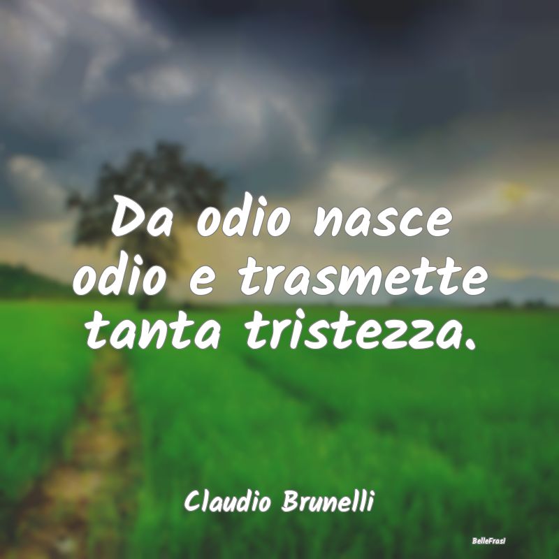 Frasi sulla Tristezza - Da odio nasce odio e trasmette tanta tristezza....