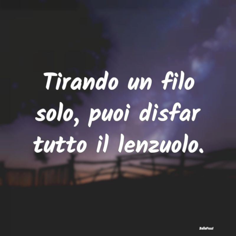 Frasi Prudenza - Tirando un filo solo, puoi disfar tutto il lenzuol...