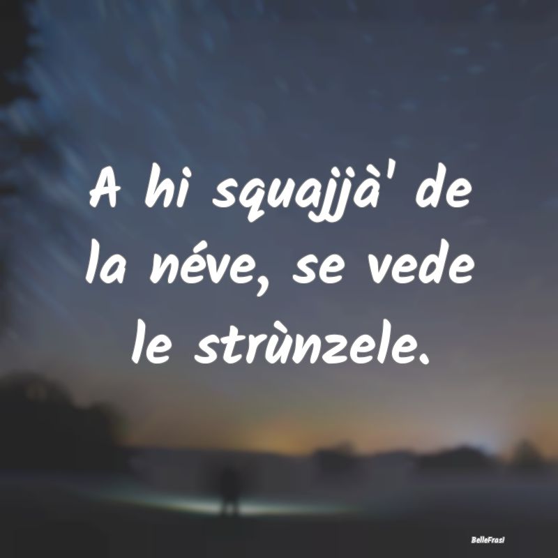 Frasi Apparenza - A hi squajjà' de la néve, se vede le strùnzele....