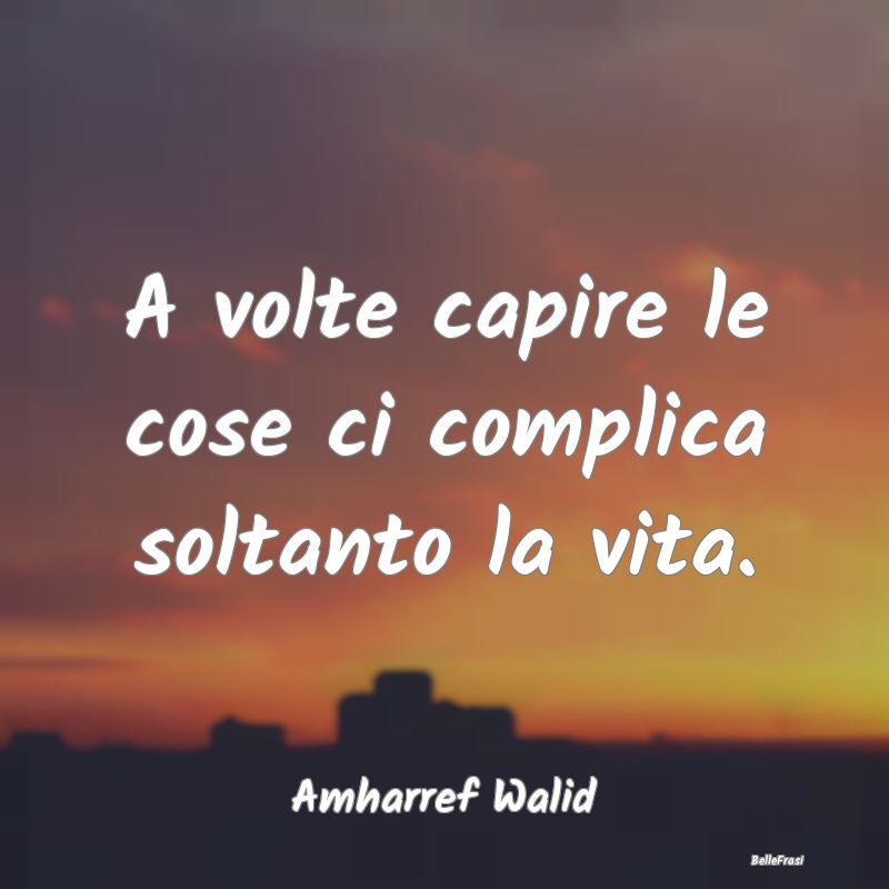 Frasi Abitudine - A volte capire le cose ci complica soltanto la vit...