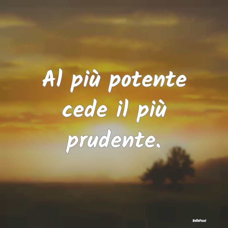 Frasi Prudenza - Al più potente cede il più prudente....