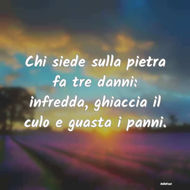 Frasi Prudenza - Chi siede sulla pietra fa tre danni: infredda, ghi...