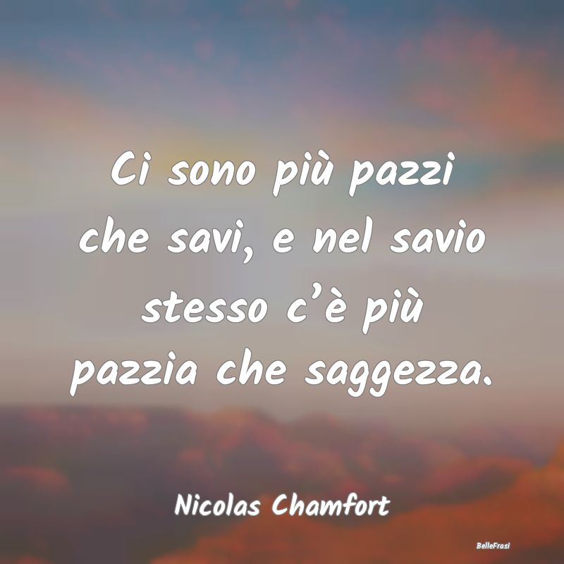 Frasi sulla pazzia - Ci sono più pazzi che savi, e nel savio stesso c...