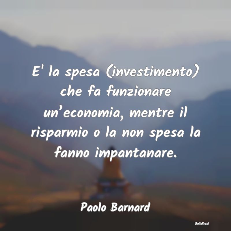 E' la spesa (investimento) che fa funzionare un’...