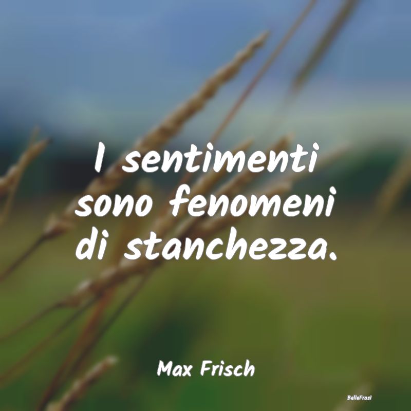 I sentimenti sono fenomeni di stanchezza....