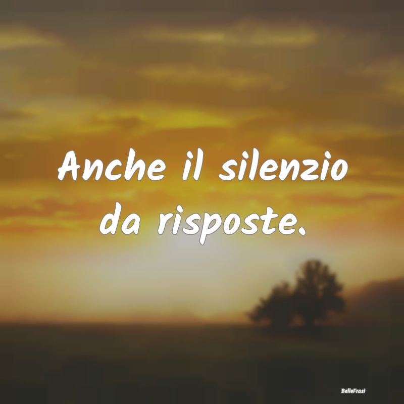 Anche il silenzio da risposte.
...