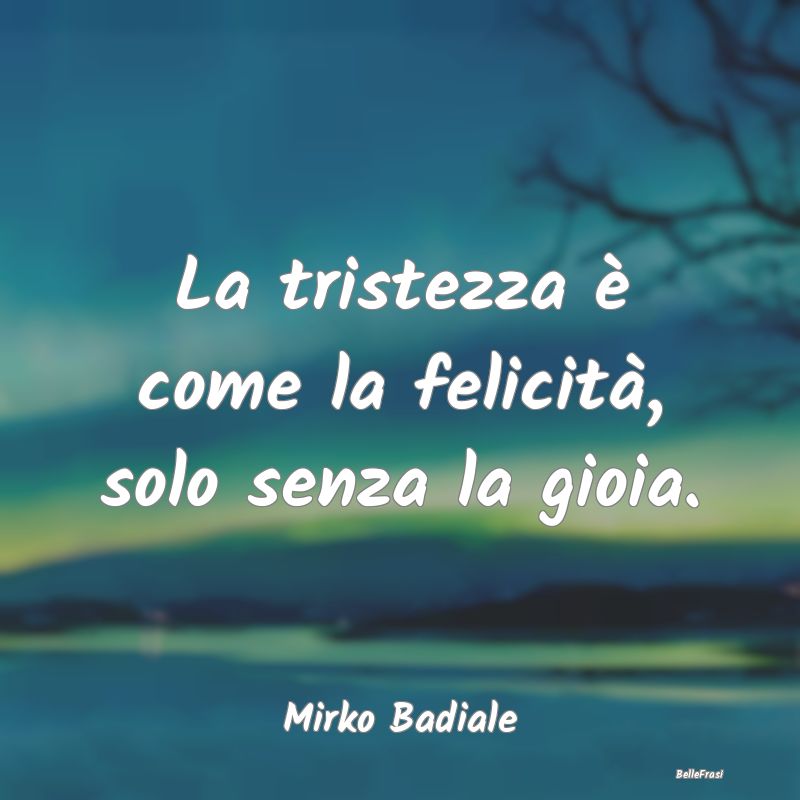 Frasi sulla Tristezza - La tristezza è come la felicità, solo senza la g...