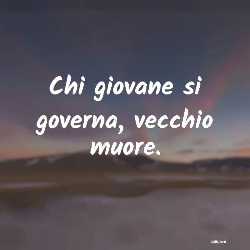 Frasi Prudenza - Chi giovane si governa, vecchio muore....