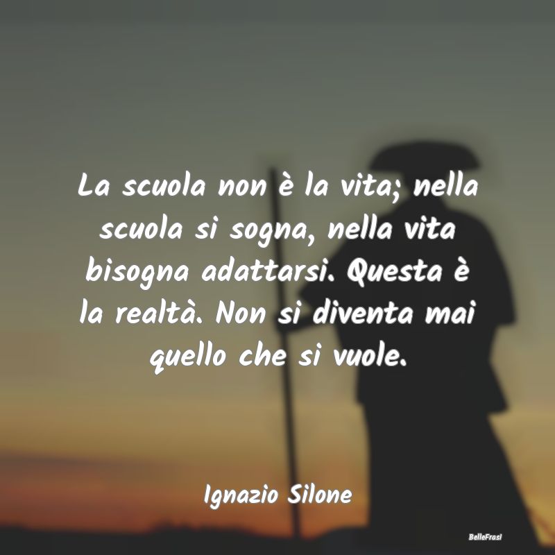 Frasi sull'Adattamento - La scuola non è la vita; nella scuola si sogna, n...